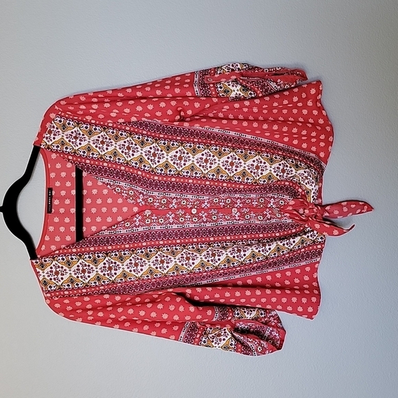 West key Talina Tie Front Boho Colorful Blouse Medium - Picture 3 of 10